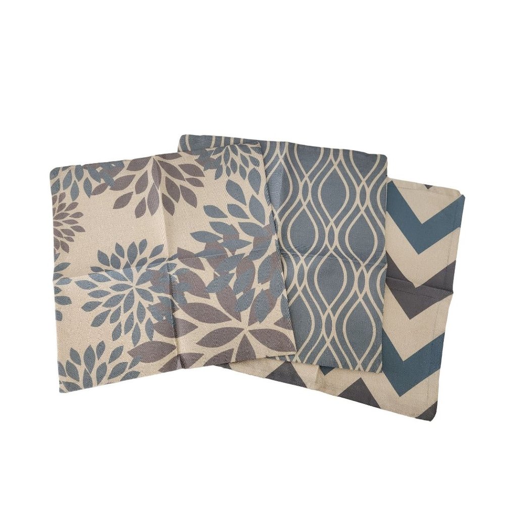 Set of 3 Cozy Polyester Throw Pillow Covers Dusty Blue/Gray 15.5" x 15.5" w/zipp